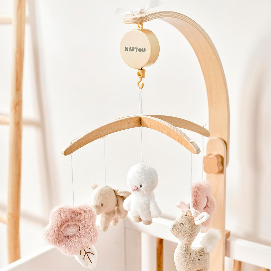Nattou Mobile mit Spieluhr, Sanftes Wiegelied "La-Le-Lu", Polyester/Holz, FanFan, Beige