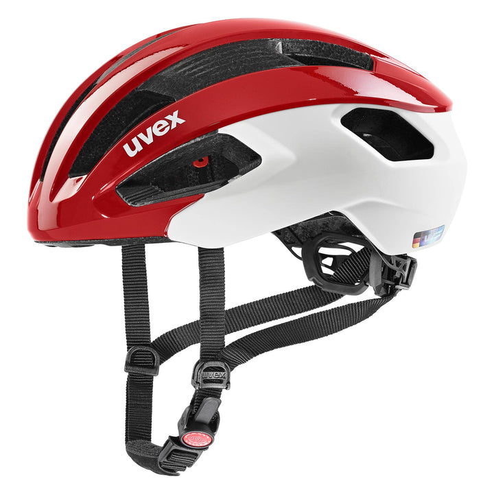 Uvex Rise CC Rennrad Fahrrad Helm matt rot/weiss 2022 52-56 cm, 52-56 cm