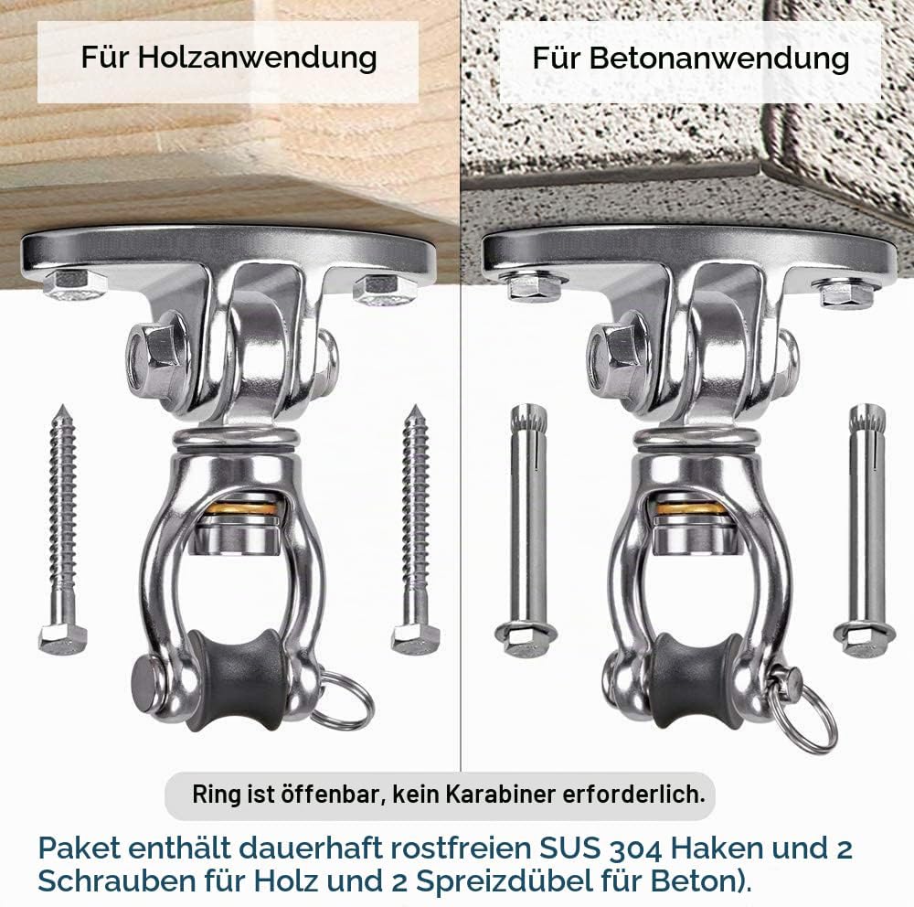 SELEWARE 900KG Kapazität Boxsack Halterung Edelstahl 360° Drehen SUS304 Edelstahl Deckenhaken Schauk