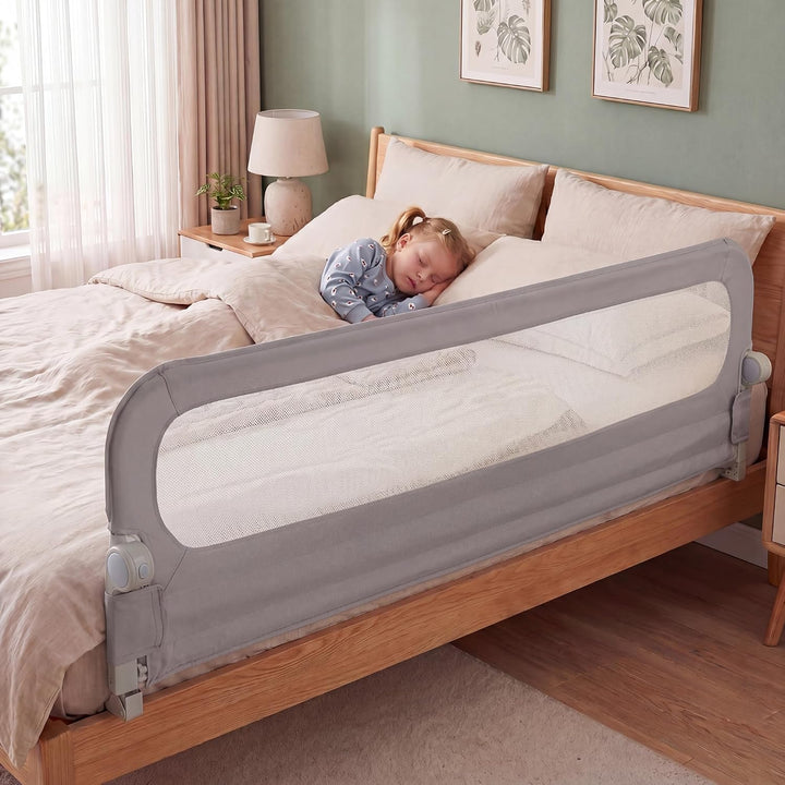 RELAX4LIFE Bettgitter Rausfallschutz, 200 x 60 cm, zusammenklappbares Bettschutzgitter, Kinderbettgi