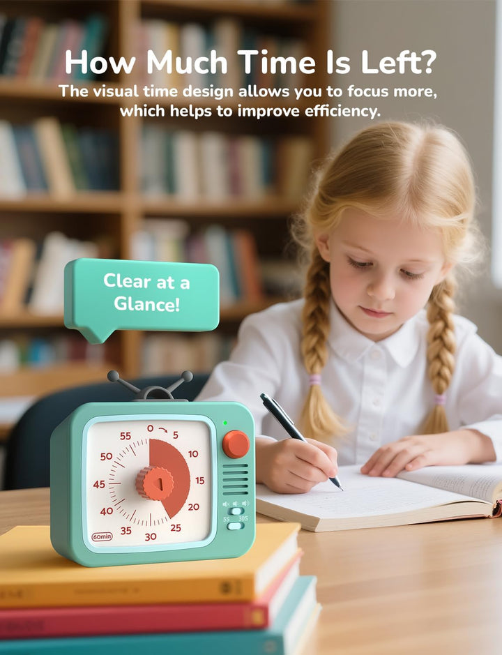 LIORQUE Visueller Timer Kinder mit Pausenfunktion 60 Min. Countdown Timer Weiss+grün, Weiss+grün