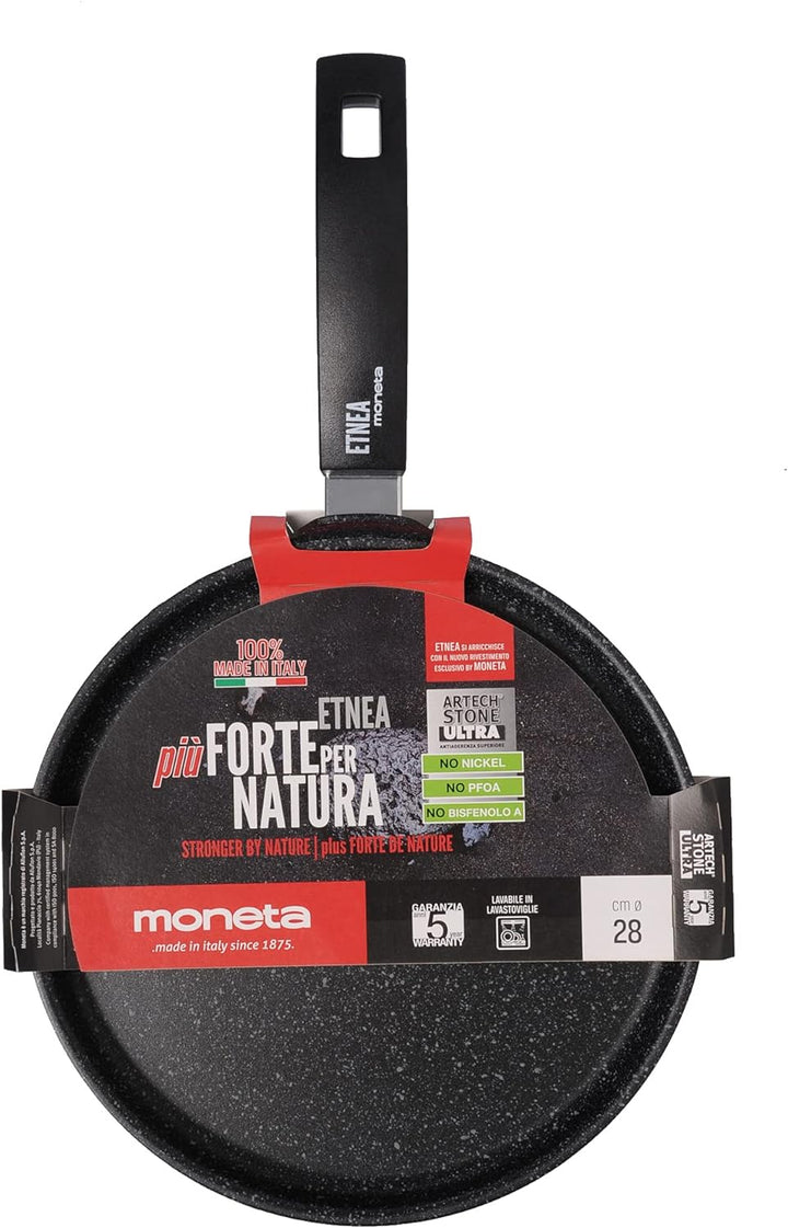 Moneta Etnea - Grillpfanne aus Aluminium mit Stein-Effekt, Schwarz, 24 cm, 24 cm