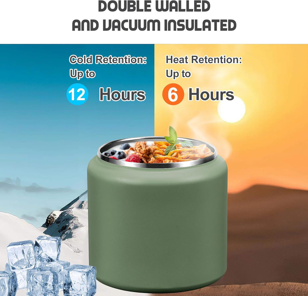 Itslife Thermobehälter für Essen 760ml, Thermo Lunchbox Kinder mit Schnallendeckel und Löffel, Warmh