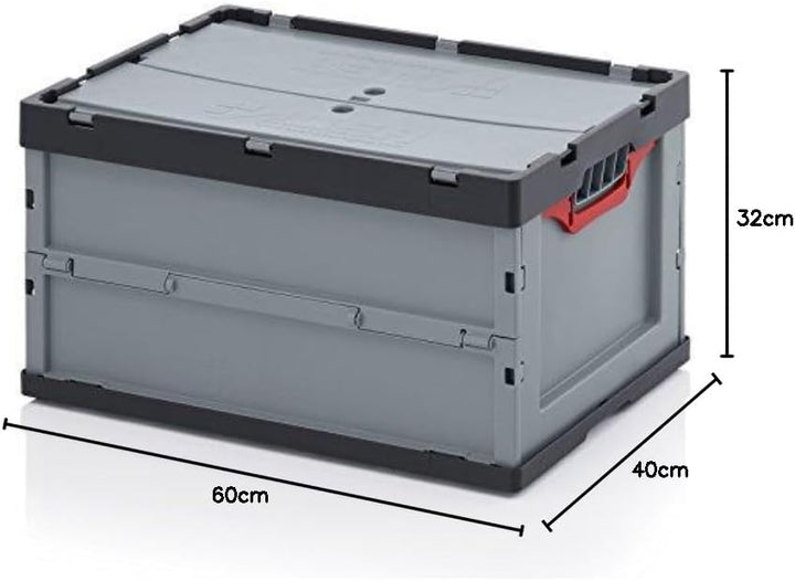 Auer Packaging Profi-Faltbox 60 x 40 x 32 mit Deckel - Klappbox Eurobox Transportbox Aufbewahrungsbo