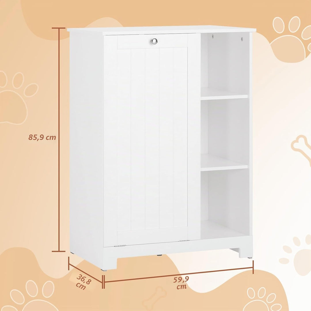 SoBuy Futterschrank Hund Katzenklo Schrank mit Stauraum Weiss 60x86x37cm | Multifunktionaler Schrank