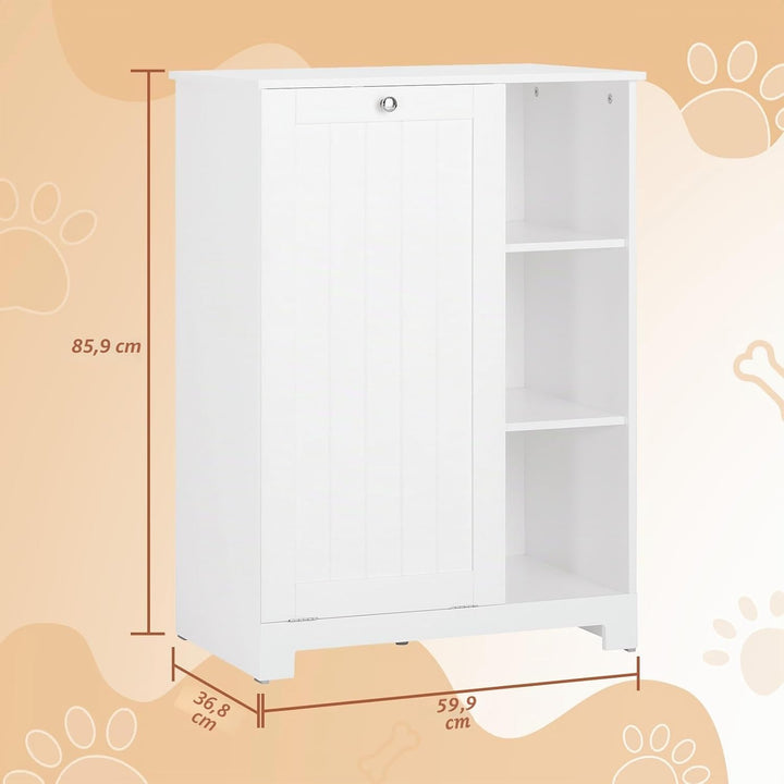 SoBuy Futterschrank Hund Katzenklo Schrank mit Stauraum Weiss 60x86x37cm | Multifunktionaler Schrank