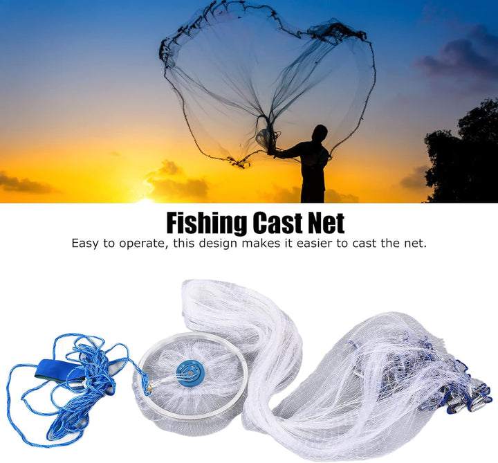 Wurfnetz Zum Fischen, Tragbares Fischernetz, Nylon Mesh Fischnetz zum Fangen von Angelnetz Angelzube