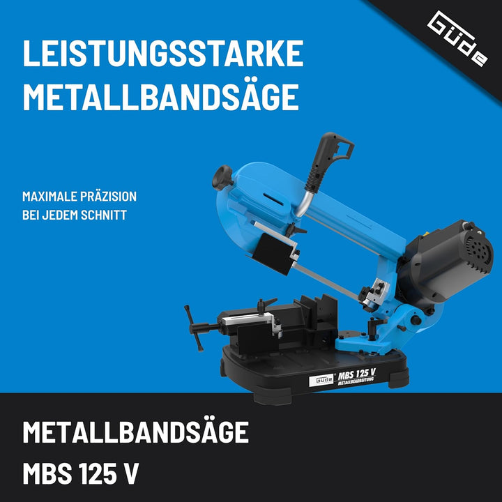 Güde Metallbandsäge MBS 125 V (400 W, variable Bandgeschwindigkeit 38-80 m/min, Winkelschnitte 0-60°
