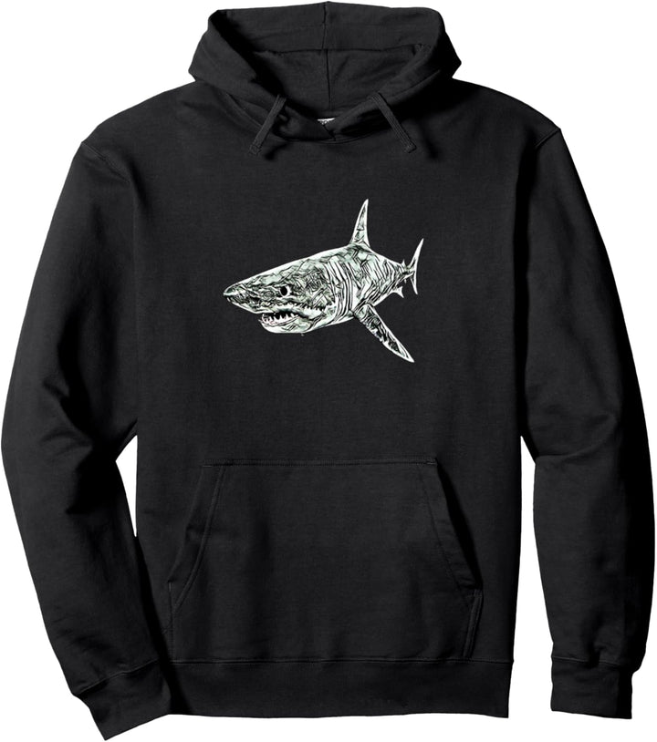 Weisser Hai Haie Raubfisch Zähne Rückenflosse Hai Pullover Hoodie