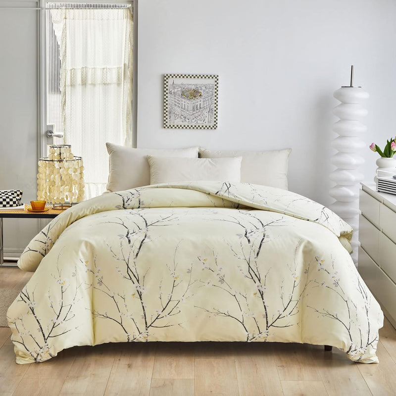 Bettwäsche 155x220 cm Set, Mikrofaser Bettbezug 155x220cm und Kissenbezug 80x80cm, Ästhetisch Blume