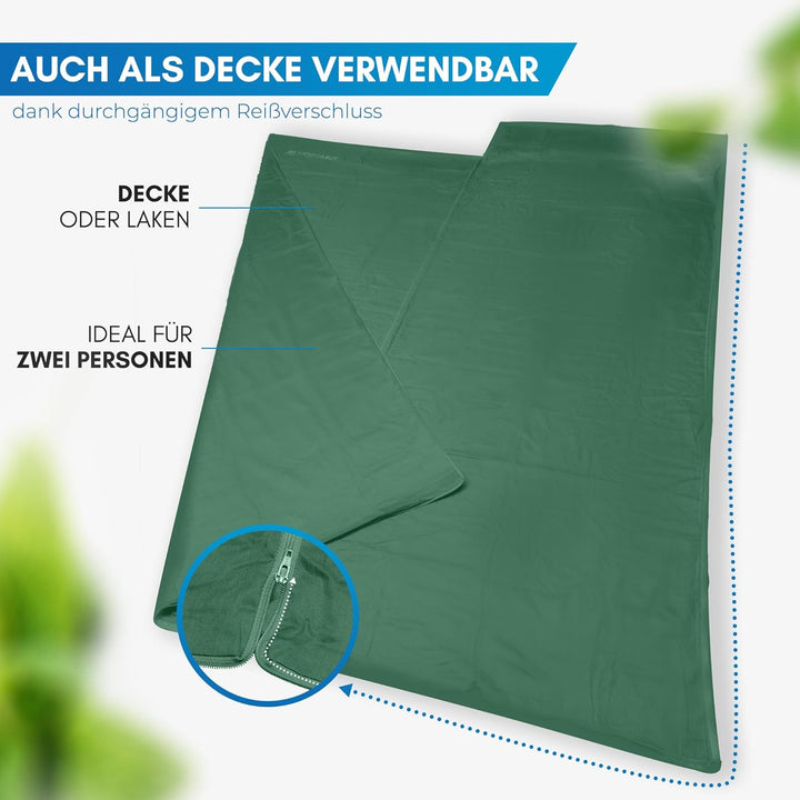 NORDMUT® Hüttenschlafsack Mikrofaser Ultraleicht - Sommerschlafsack Kleines Packmass & Atmungsaktiv
