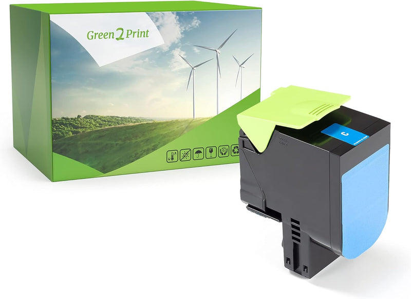 Green2Print Toner Cyan 3000 Seiten ersetzt Lexmark 80C0H20, 800H2, 80C2HC0, 802HC, 80C2HCE, 802HCE p