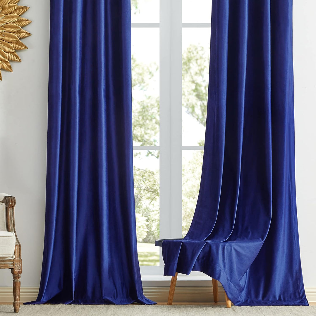 GIGIZAZA Dekorative Samtvorhänge 140 x 240 cm (Breite x Länge), 2 Panels Marineblau Wohnzimmer Öse T