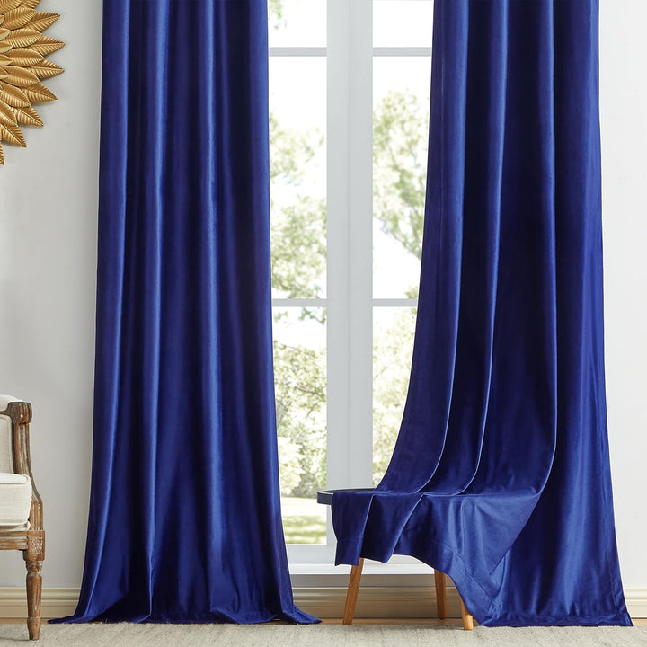 GIGIZAZA Dekorative Samtvorhänge 140 x 240 cm (Breite x Länge), 2 Panels Marineblau Wohnzimmer Öse T
