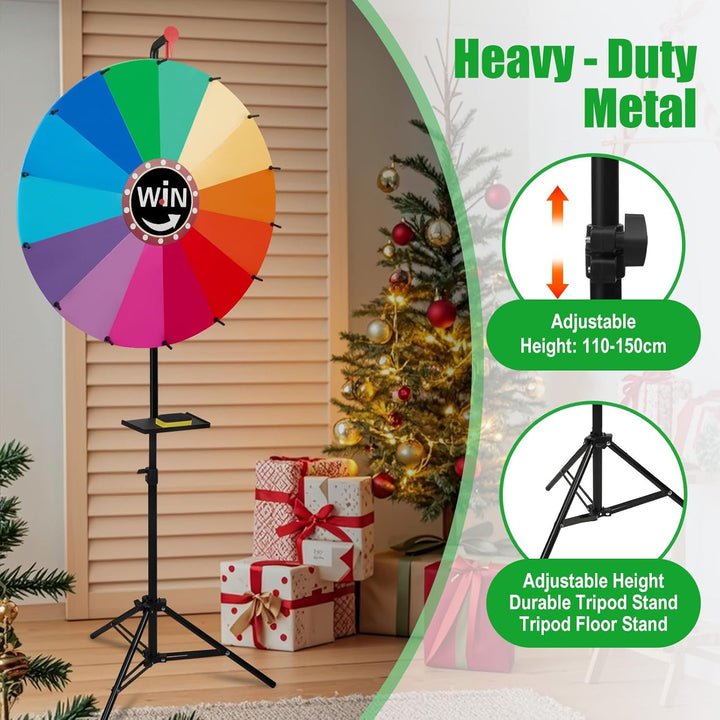 61CM Glücksrad zum Drehen |14 Farben | Höhenverstellbar 1-1.6m| Glücksrad Drehrad Spielzeug mit Stif