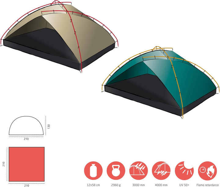 Grand Canyon Tonto Beach Tent 4 - Strandzelt/Strandmuschel 210 x 210 cm - Kuppel-Zelt, UV50+, Wasser