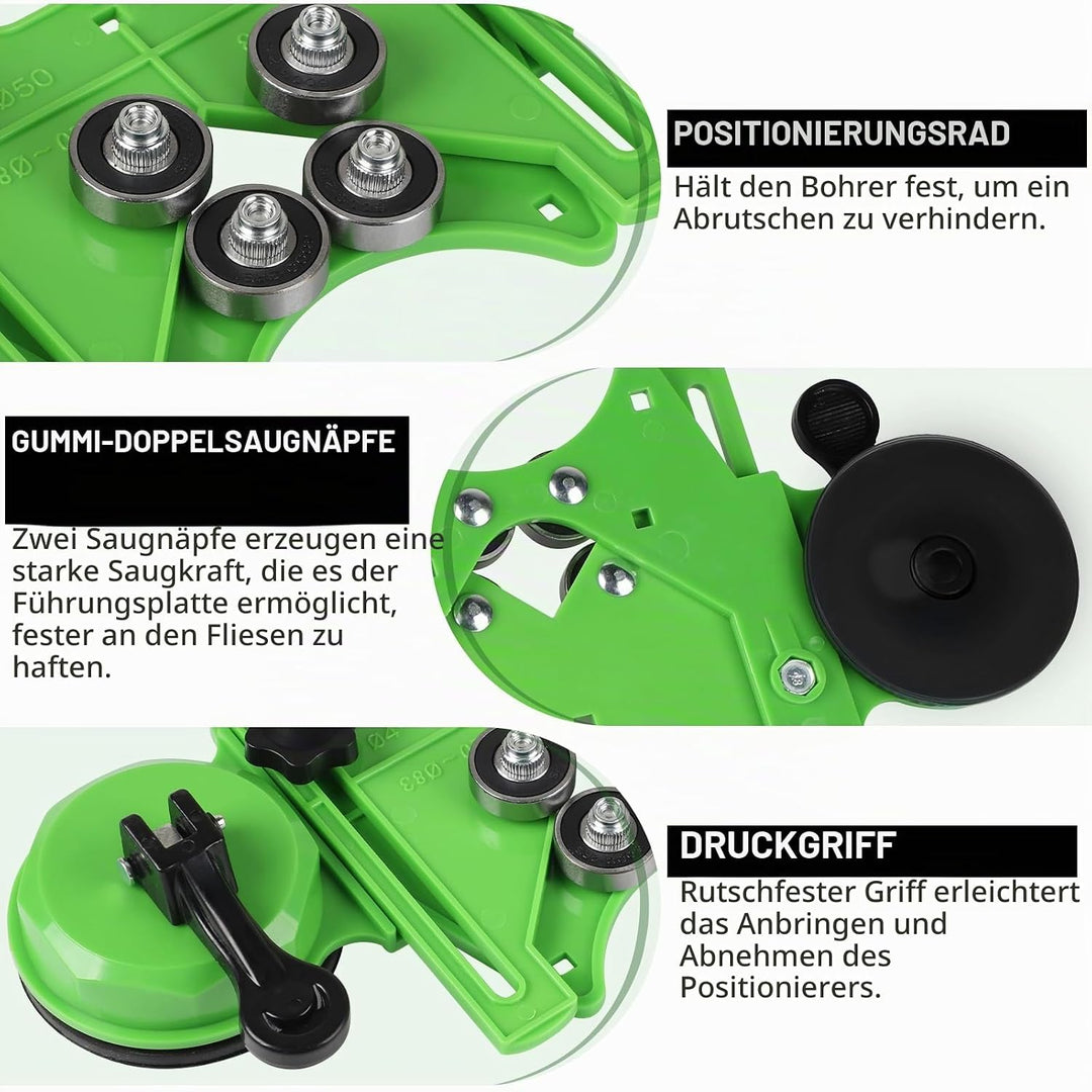 LALAGO Bohrer Lochsägenführungsvorrichtung Verstellbar 4-83mm mit Doppel-Saugnäpfe, Zentrierungs Loc