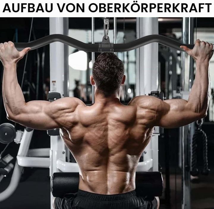 Latzugstange Kabelzug, Bizeps Stange 80 cm, Zugstange Krafttraining Schwarz, Latzug Stange Lang für