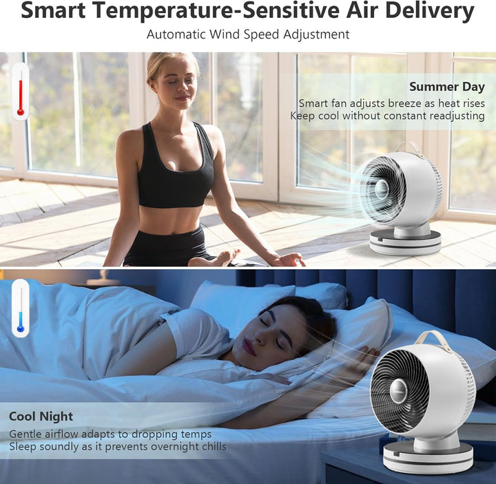 0 dB leiser Tischventilator für das Schlafzimmer – 15,75-Zoll-Luftzirkulationsventilator, 12 Geschwi