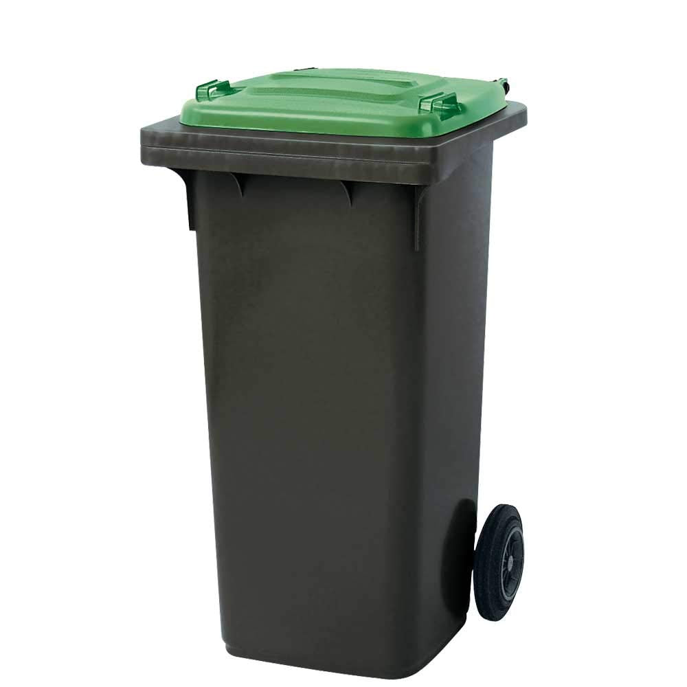 BRB Müllbehälter, Inhalt 120 Liter, Farbe anthrazit mit buntem Deckel, BxTxH 480 x 550 x 930 mm, PE-