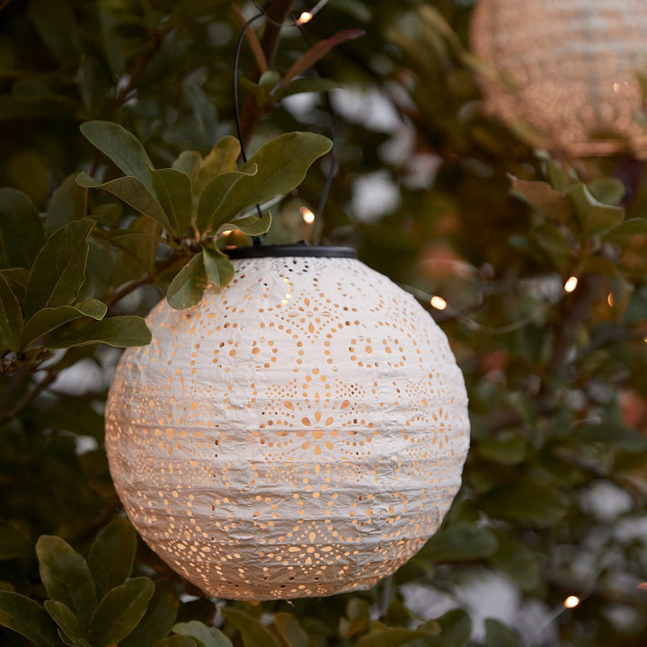 Lights4fun 3er Set Tyvek LED Pastellfarbene Solar Lampions Altrosa Violett Weiss Marokkanische Later