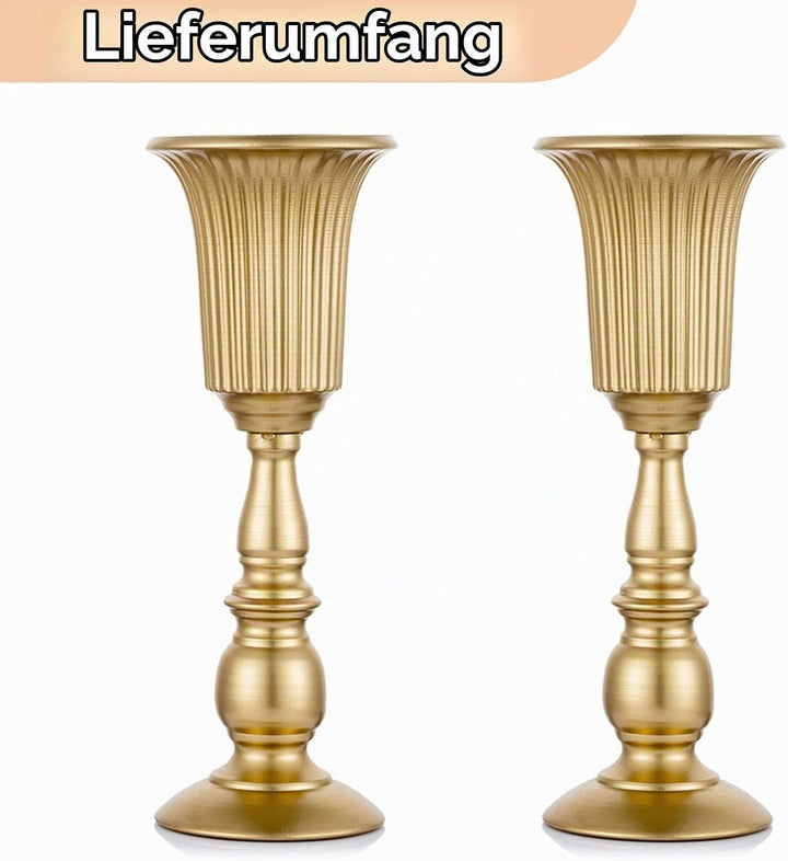 NUPTIO 2 Stück Geblühte Metall Trompetenvase Elegante Vase mit Mittelstücken für Hochzeitsfeiern, 31