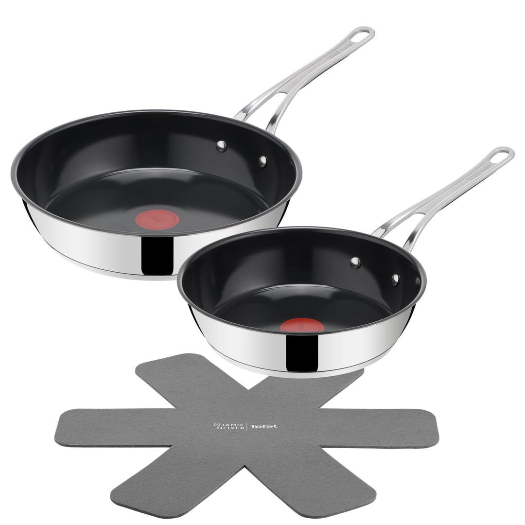 Tefal Jamie Oliver Classic Cook Pfannen-Set 24/28 cm, inkl. Pfannenschoner, antihaftbeschichtete Ker