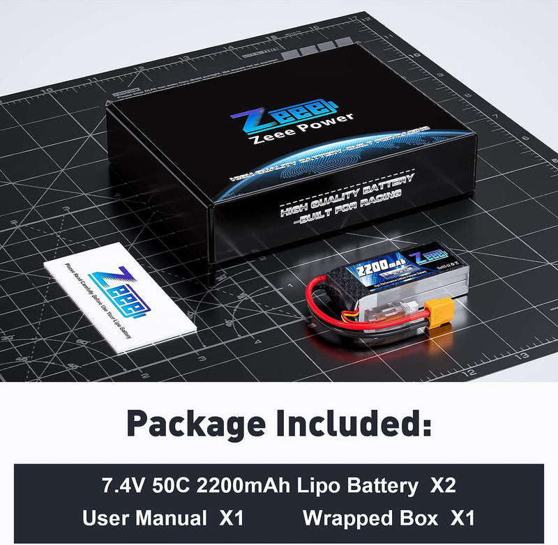 Zeee 2S Lipo Akku 50C 2200mAh 7,4V Kurze RC Batterie mit XT60 Stecker für für 1/16 Slash RC Auto RC