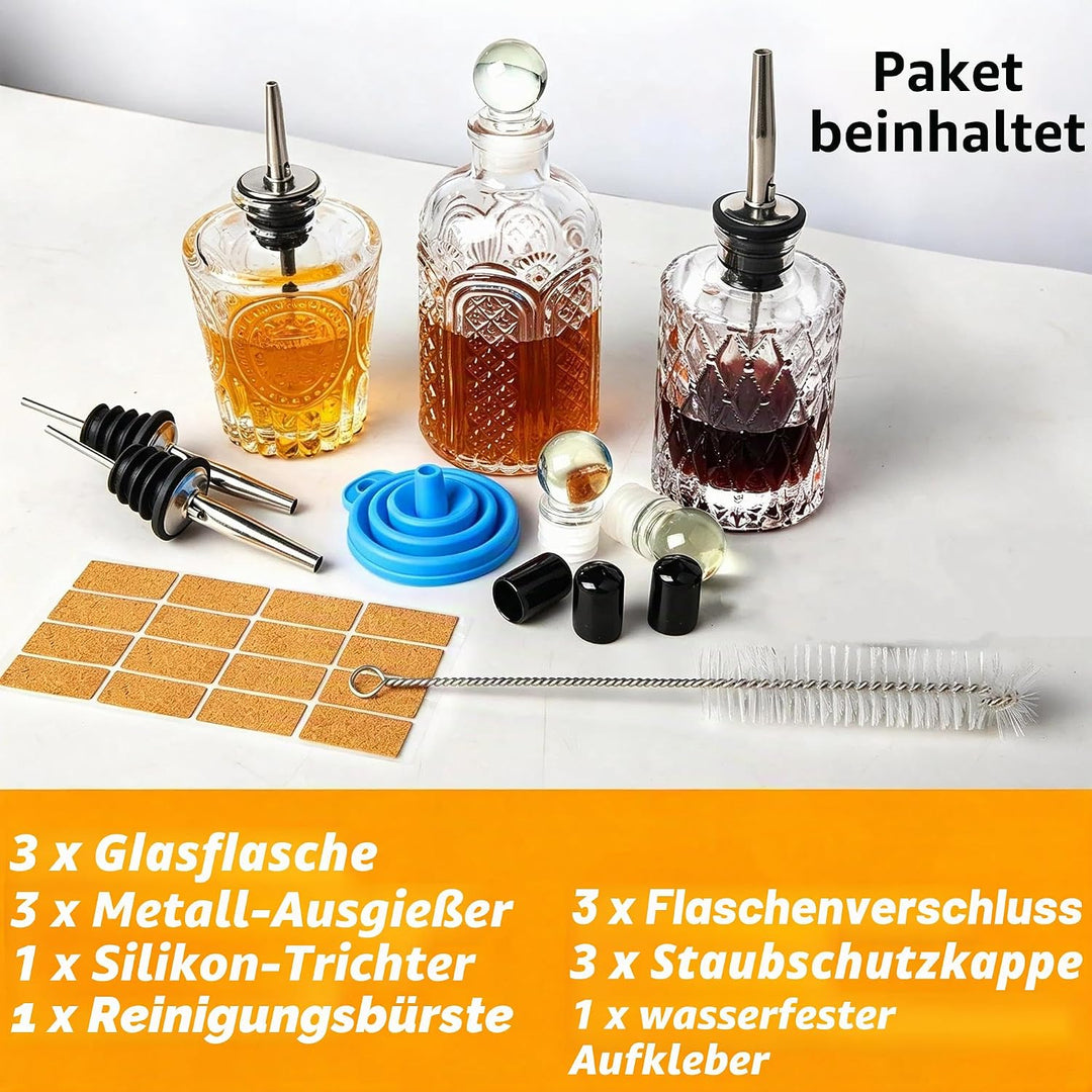 Glas Sirup spender Set Kaffeesirup spender für Küche Coffee Bar, Essig und Ölflaschen Olivenöl Flasc