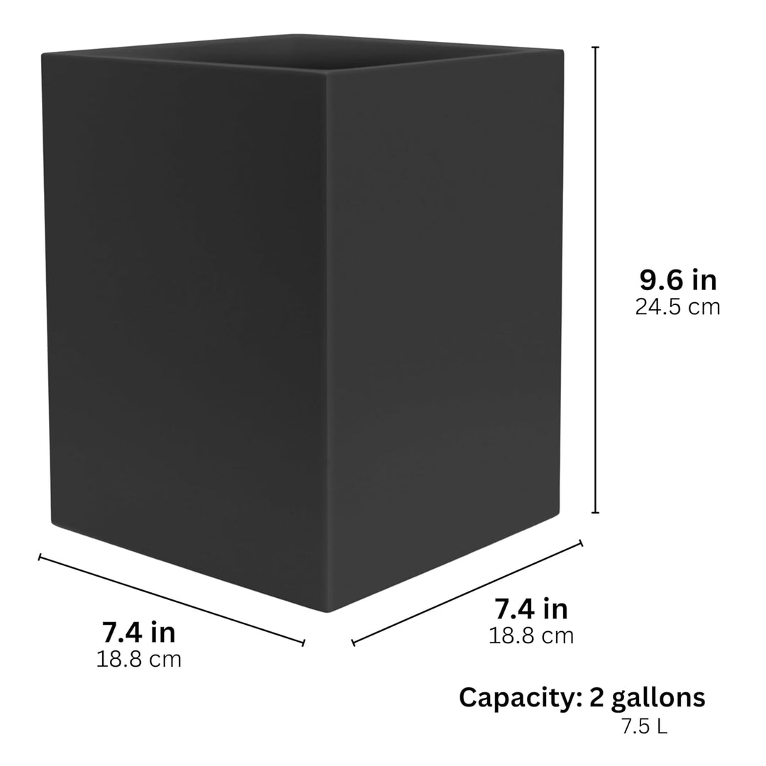 YEW DESIGN Kleiner Eckiger Mülleimer in Schwarz Matt, 7,5 L / 2 Gallonen – Papierkorb für Zuhause, B