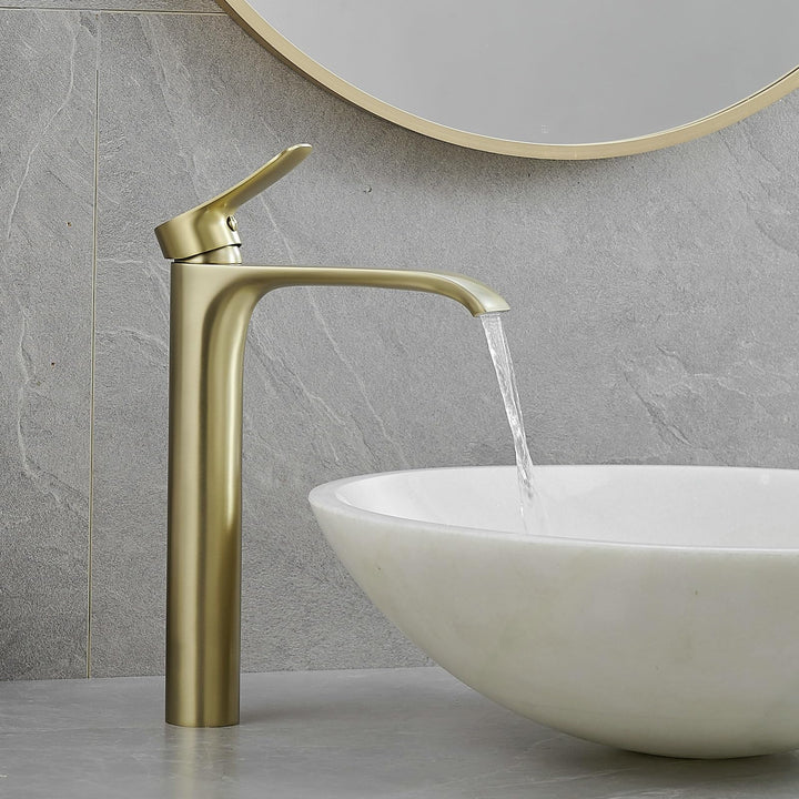 Gold Wasserhahn Bad Waschtischarmatur, Badarmatur Hoch Wasserfall Armatur für Waschbecken im Badezim