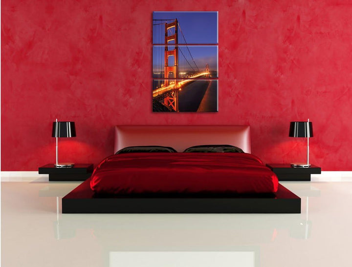 Pixxprint Golden Gate Bridge San Francisco als Leinwandbild/Grösse: 3 Teilig (120x80) cm/Wandbild/Ku