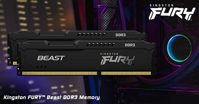 Kingston FURY Beast Schwarz 16GB (2x8GB) 1866MHz DDR3 CL10 Desktop Speicher Kit mit 2 KF318C10BBK2/1