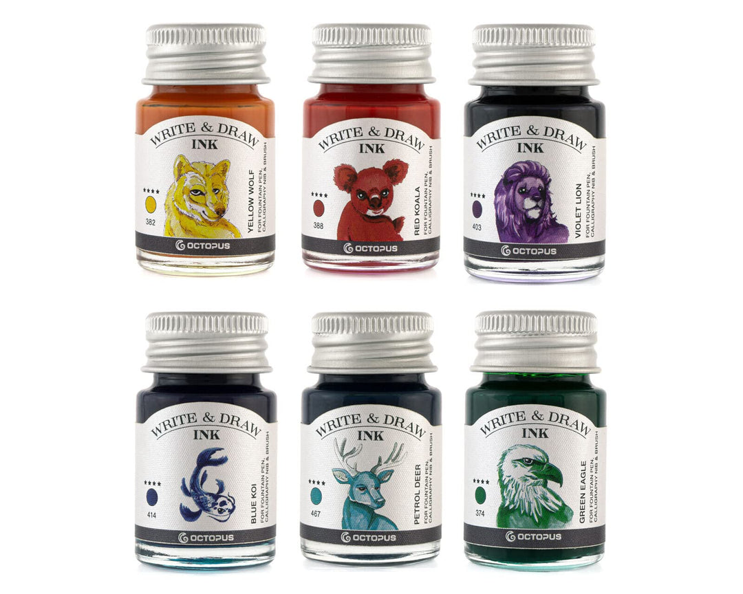 Octopus Write and Draw Ink Set RAINBOW, wasserfeste Tinte zum Schreiben und Zeichnen, Kalligraphieti