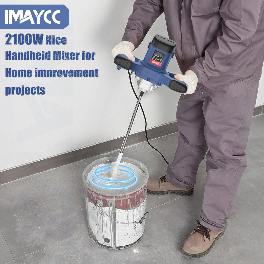 IMAYCC 2100W Rührwerk Mörtelrührer Elektrischer Beton Mischer Mörtelmischer M14 6 Geschwindigkeits R