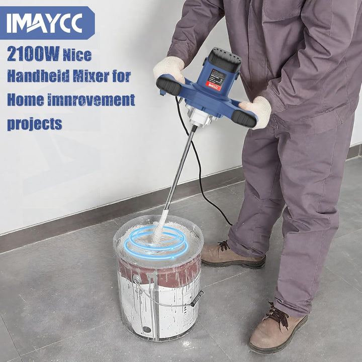IMAYCC 2100W Rührwerk Mörtelrührer Elektrischer Beton Mischer Mörtelmischer M14 6 Geschwindigkeits R