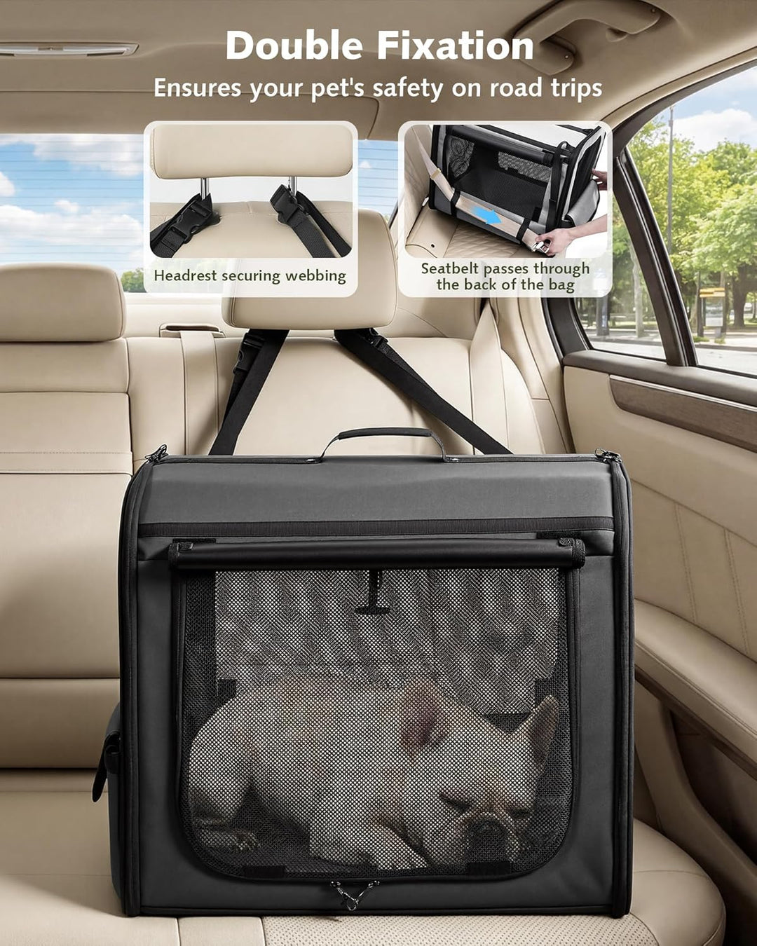 pecute Hundebox Faltbar Hundetransportbox Stabil Auto Transportbox Hund 61 x 52 x 45 cm, Leicht Katz