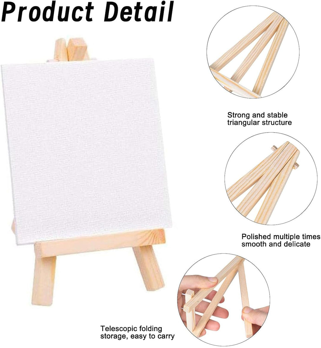 10 Stück Mini Leinwand Staffelei Holz, Mini Holz Dekoration Staffelei, Mini Leinwand mit Staffelei 1
