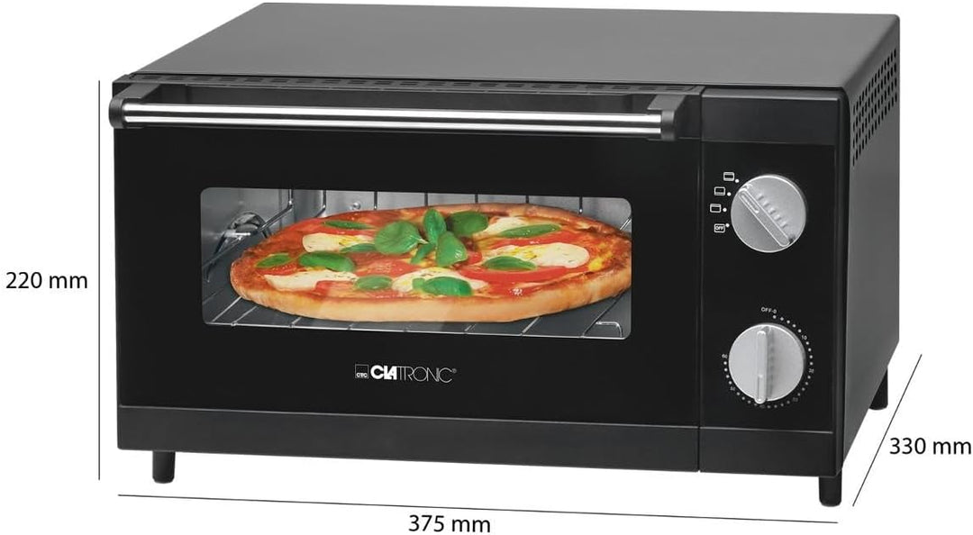 Clatronic MPO 3520 Hersteller Pizzaofen(s), 25 cm, mechanisch, 1 h, schwarz, 1000 W, Edelstahl