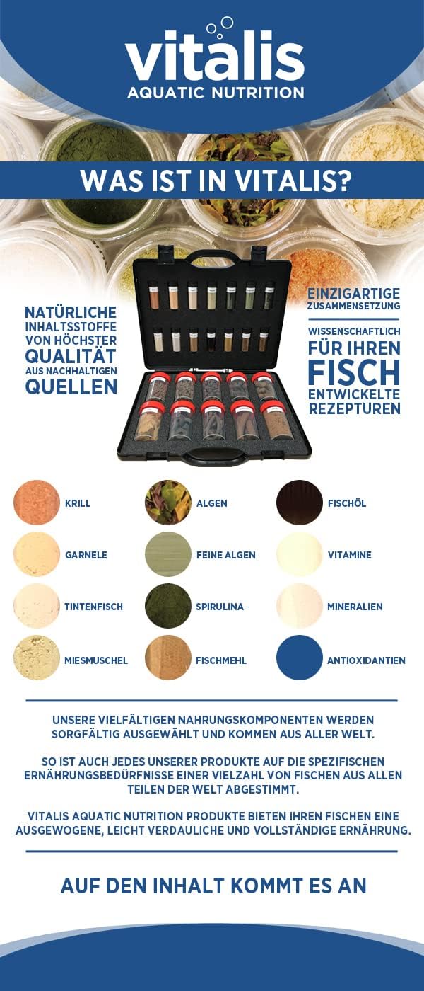 Vitalis Algae Flakes Fischfutter Aquarium Fischfutter Aquarium Flakes für pflanzenfressende Meeresti