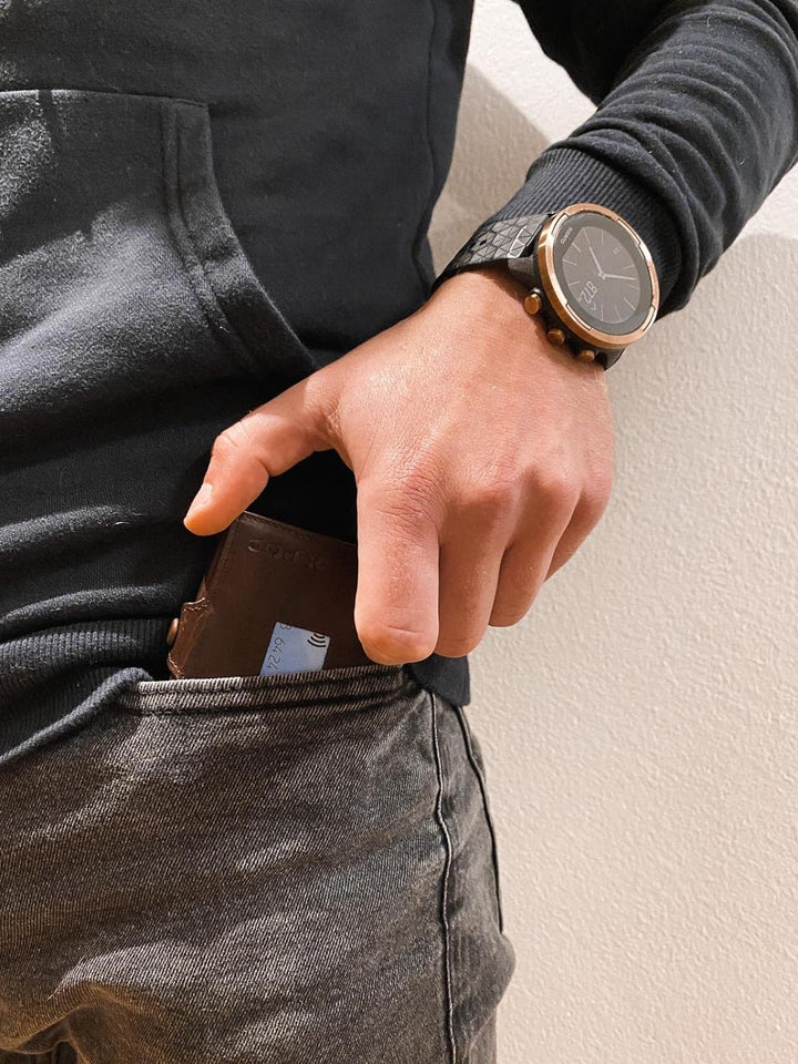 Menzo X-POC Kreditkartenetui aus echten Leder, RFID-Schutz, viele Farben, Kartenetui, Geldklammer (g