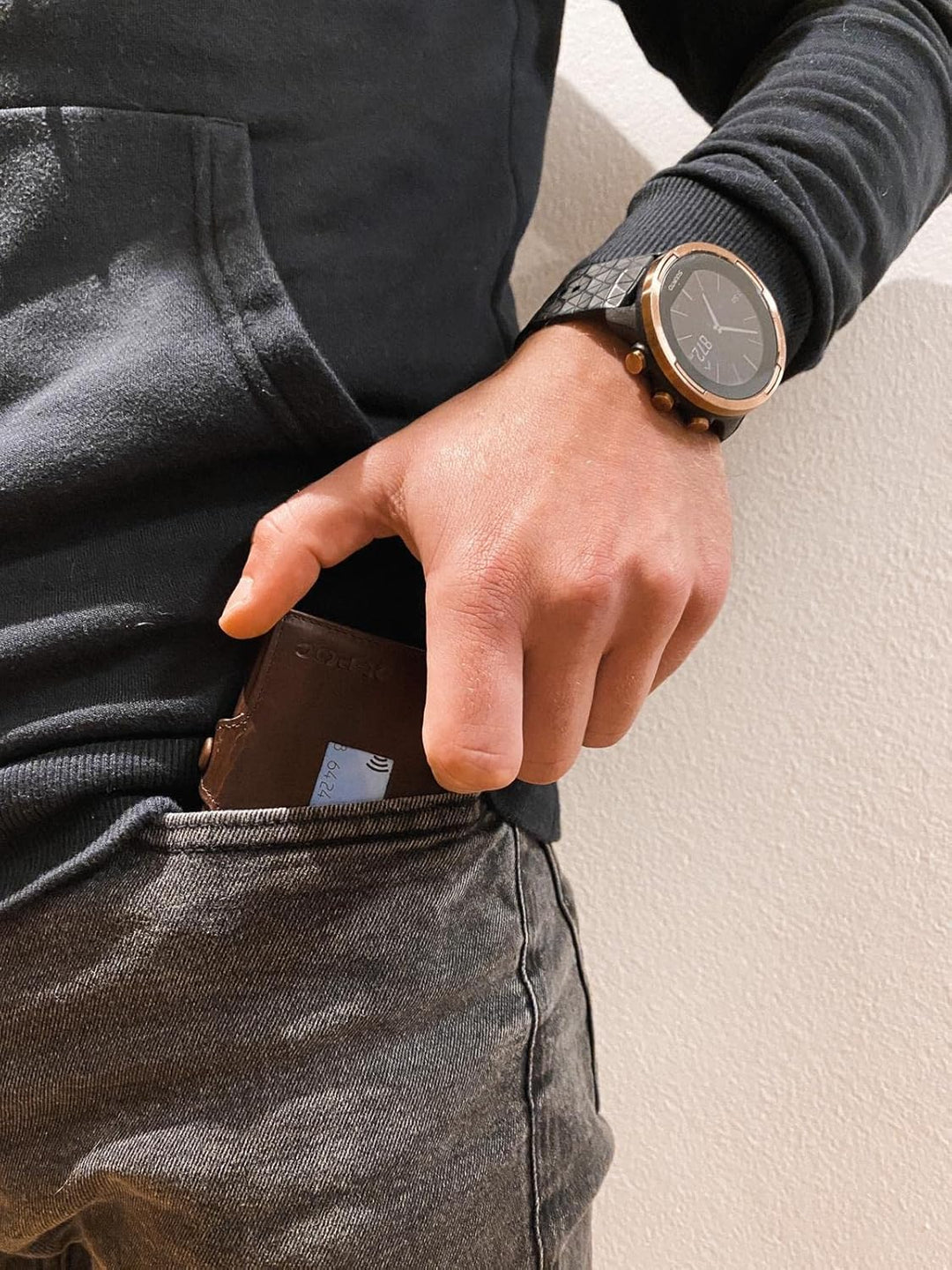 X-POC Kreditkartenetui mit Münzfach aus echten Leder, Karten Portemonnaie, Herren und Damen (rot), R