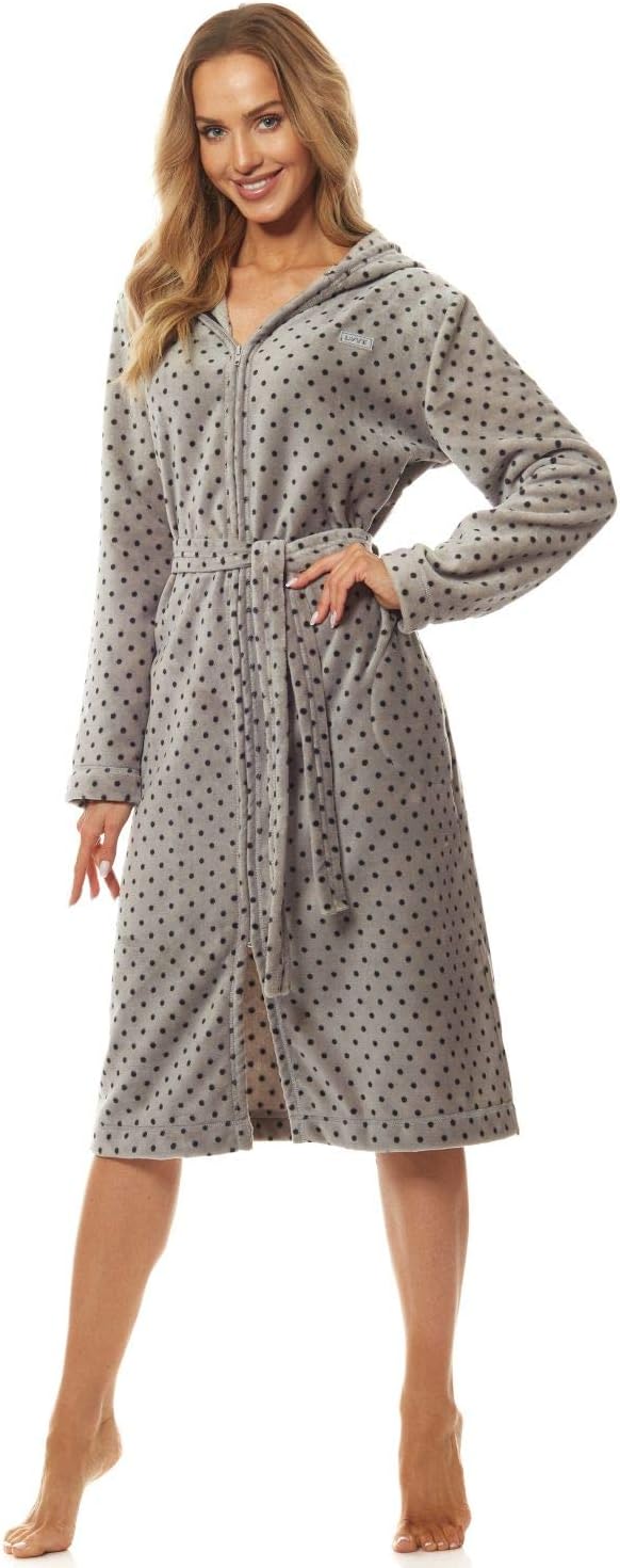 L&L - 9156 Long Luxury Toweling Damen Weicher Langarm Bademantel. Extrem Leicht. Hausmantel mit Reis