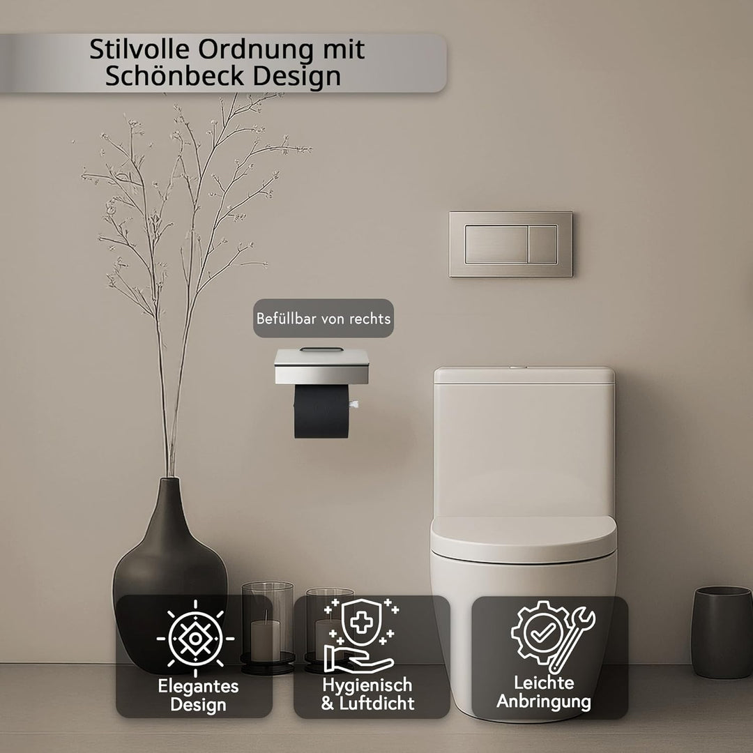 Toilettenpapierhalter mit Feuchttücherbox - Gehäuse Poliert & Abdeckung Edelstahl - befüllbar von Re