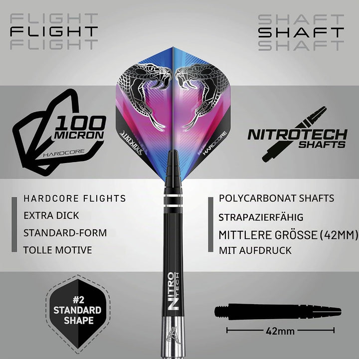 RED DRAGON Peter Wright Snakebite Euro 11: 20g oder 24g Tungsten Darts mit Flights und Schäfte 24.0