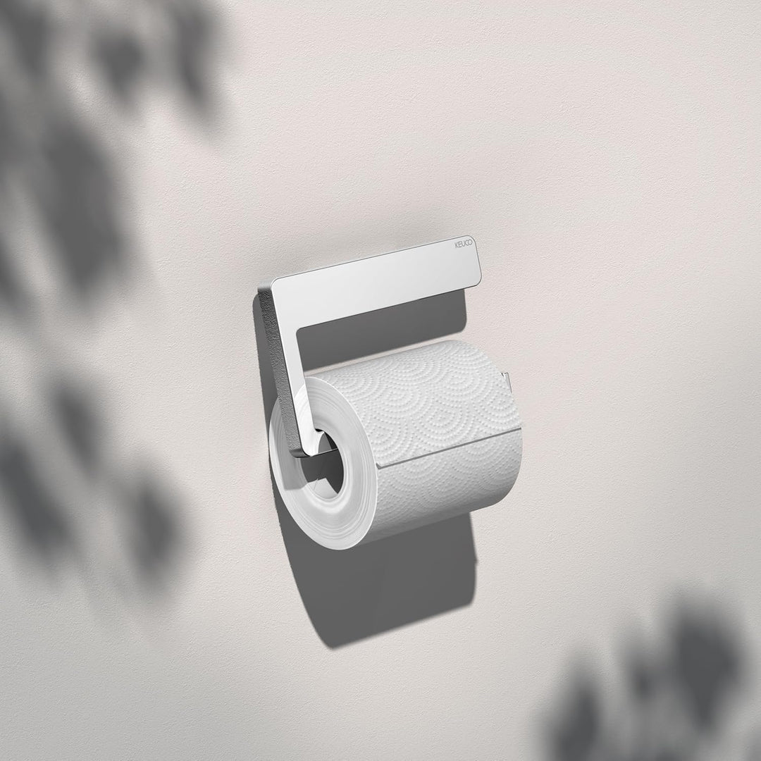 KEUCO Toilettenpapierhalter aus Metall, Hochglanz-verchromt, offene Form, WC-Rollenhalter für Badezi