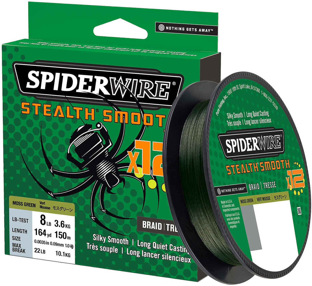 Spiderwire Angelschnur Stealth Smooth 12 Braid Moss Green Geflochtene PE Dyneema Meer Spinnageln Bra