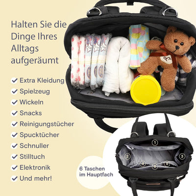 RUVALINO Baby Wickelrucksack, Multifunktional Wickeltasche Reise Rucksack Grosse Kapazität Babytasch