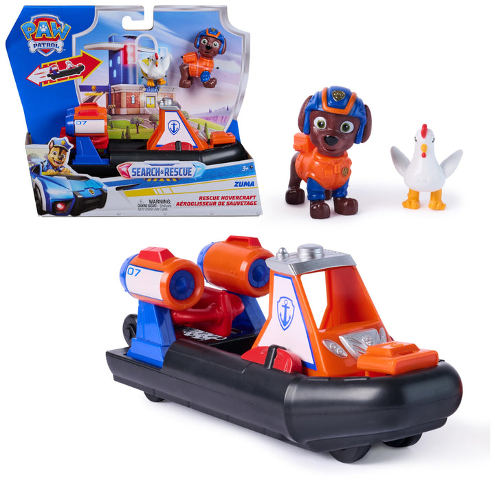 PAW PATROL - Search &amp; Rescue: Zumas Rettungs-Fahrzeug, Boot mit Rückziehmotor, ca. 13 cm, inkl. Hund