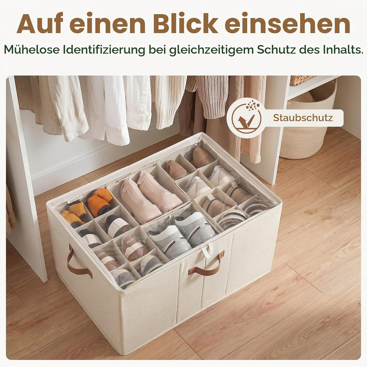 StorageWorks Schuhorganizer für Schrank, Stoff Schuhaufbewahrungsbox mit Deckel, extragrosse Schuhau